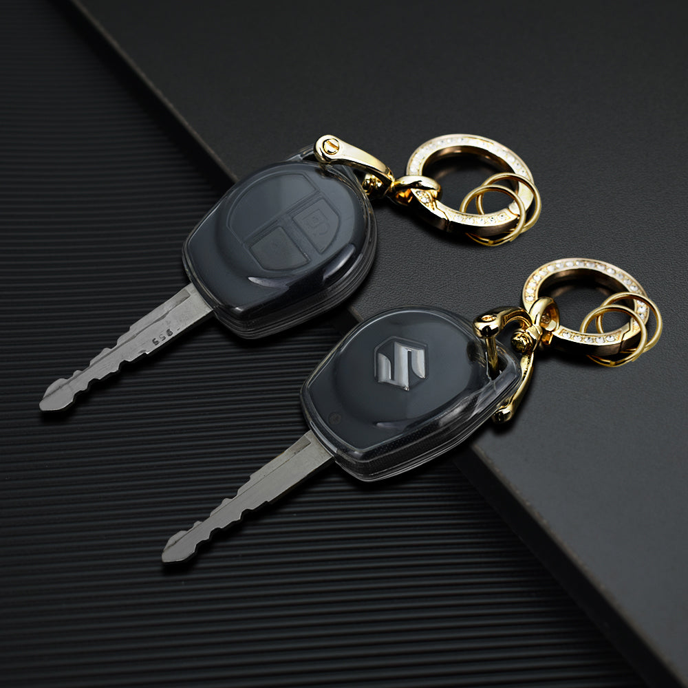 Contacts Soft Leather Car Key Cover Compatible with Maruti Suzuki 2 Button  Smart Key With Key Chain For XL6,Grand