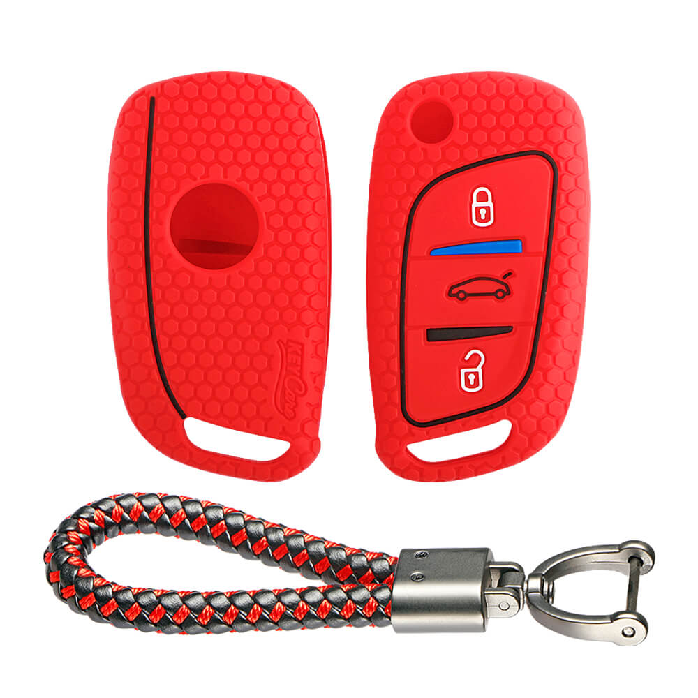 Keycare silicone key cover and keyring fit for : Kd B11 Universal remote flip key (KC-01, Leather Thread Keychain) - Keyzone