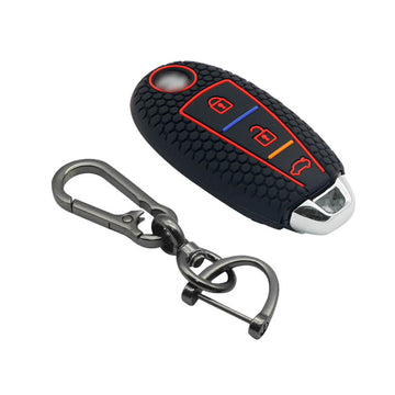 Keycare silicone key cover and keychain fit for : Ciaz, Baleno, S-cross, Vitara Brezza, Ignis, Swift, Ertiga 3b smart key (KC-04, Zinc Alloy)