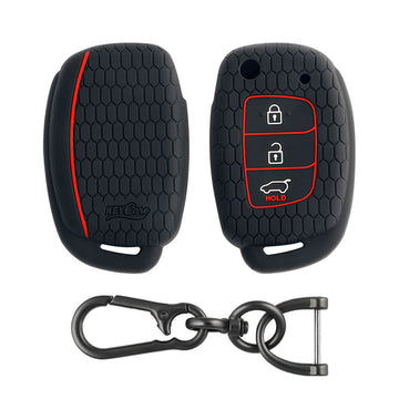 Keycare silicone key cover and keyring fit for : Creta, I20 2020, I20 Elite, I20 Active, Grand I10, Aura, Xcent 19 Onwards, Venue flip key (KC-10, Zinc Alloy)