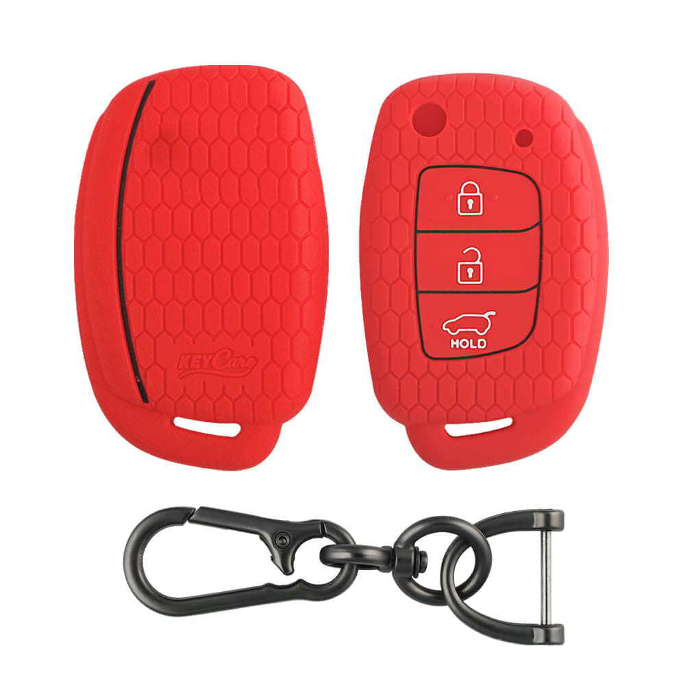 Keycare silicone key cover and keyring fit for : Creta, I20 2020, I20 Elite, I20 Active, Grand I10, Aura, Xcent 19 Onwards, Venue flip key (KC-10, Zinc Alloy)