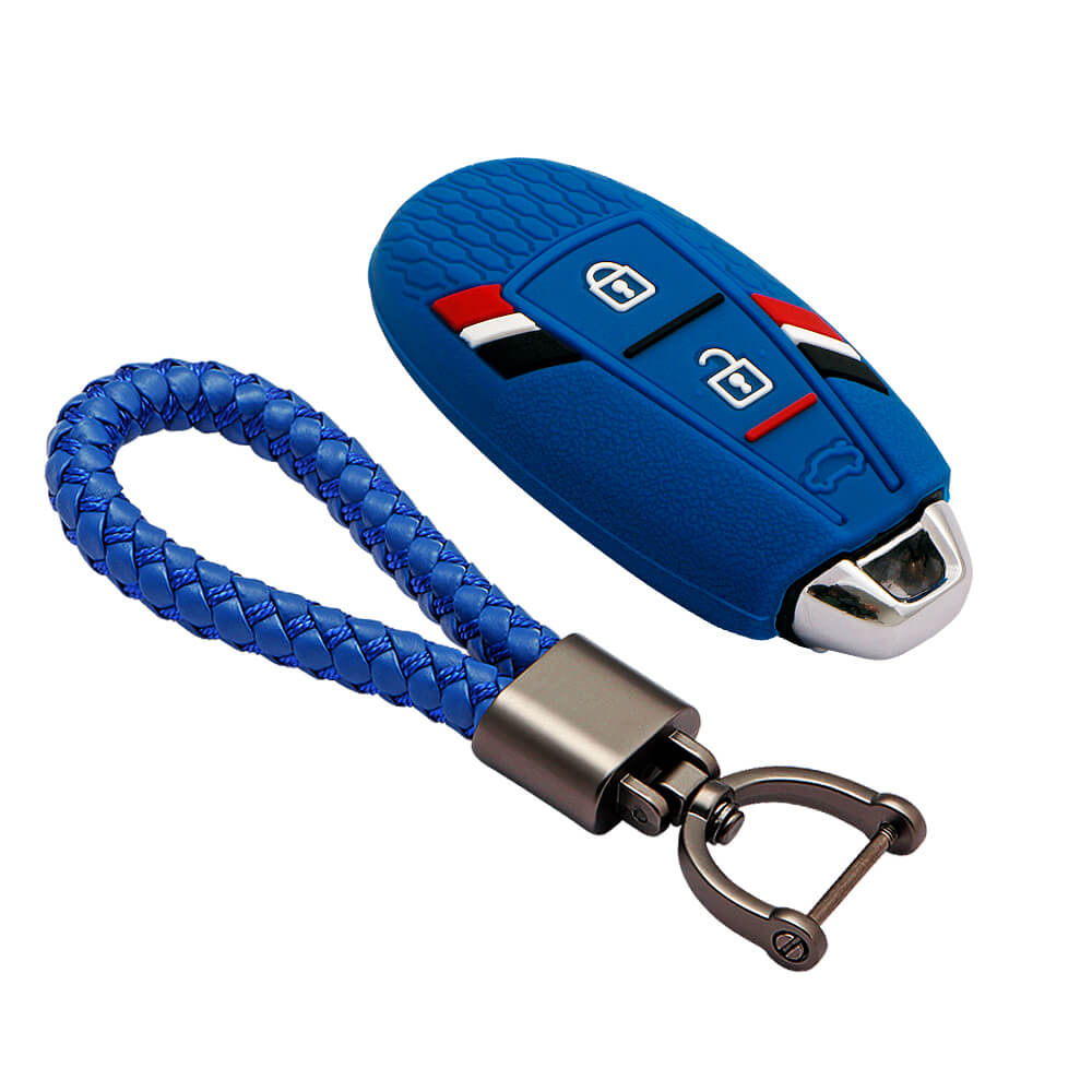 Keyzone striped key cover and keychain fit for : Urban Cruiser smart key (KZS-12, Leather Thread keychian) - Keyzone