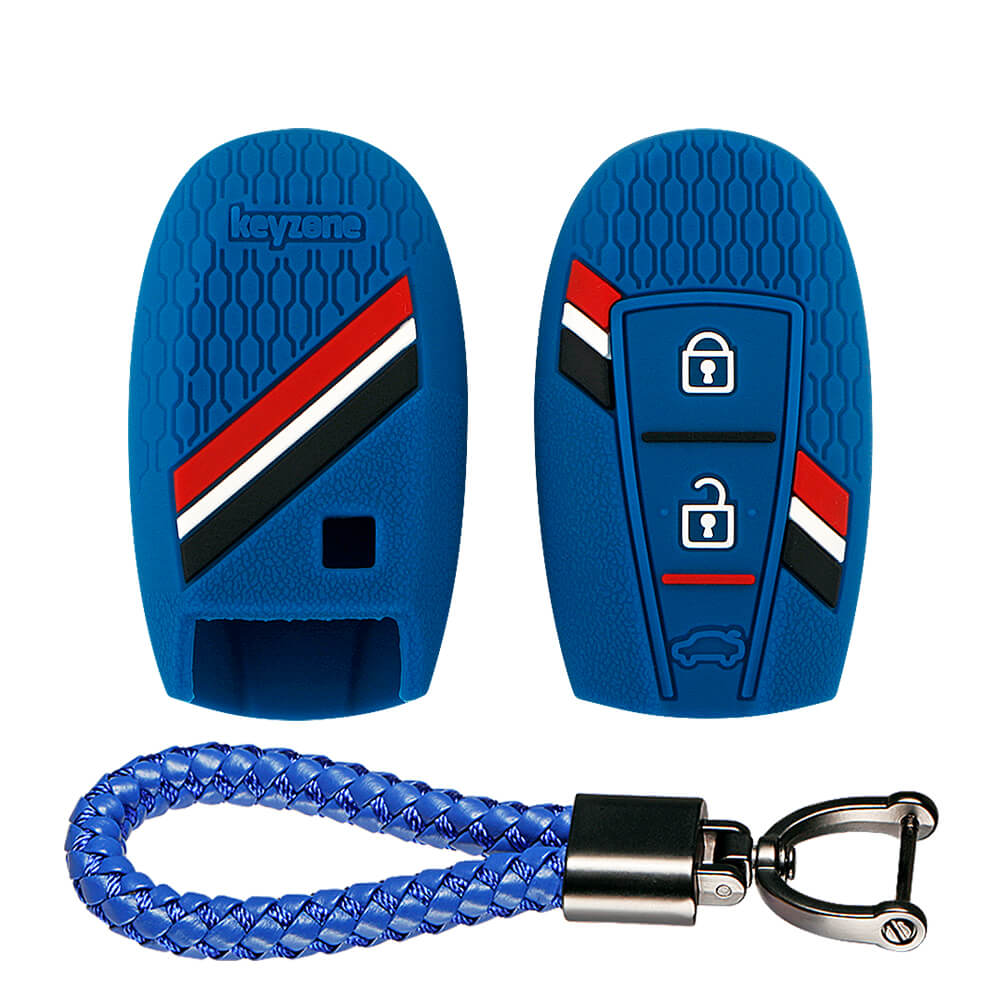 Keyzone striped key cover and keychain fit for : Urban Cruiser smart key (KZS-12, Leather Thread keychian) - Keyzone