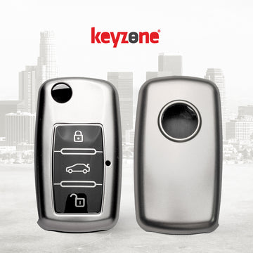 Keyzone TPU key cover fit for Skoda/ Volkswagen 3 button flip key (GMTP13)