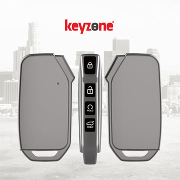 Keyzone TPU key Cover & metal alloy key holder for Kia Seltos, Sonet 2023 onwards 4 button smart key (GMTP77, MAH KeyHolder)