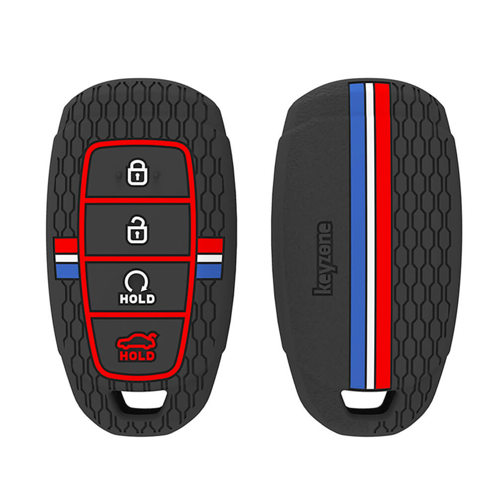 Keyzone striped silicone key cover for i20, Verna 2023 onwards 4 button smart key (KZS-25)