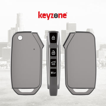 Keyzone TPU key Cover & zinc alloy key holder for Kia Seltos, Sonet 2023 onwards 3/4 button flip key (GMTP78, zinc alloy)