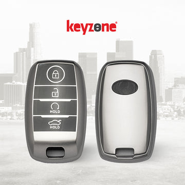 Keyzone® TPU Key Cover for Kia Sonet, Carens, Seltos, Seltos X-line 4 button Smart Key (GMTP61)