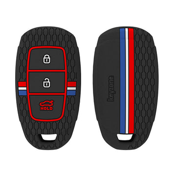 Keyzone striped silicone key cover for i20, Kona, Verna 3 button smart key (KZS-22)