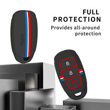 Keyzone striped silicone key cover for i20, Kona, Verna 3 button smart key (KZS-22)