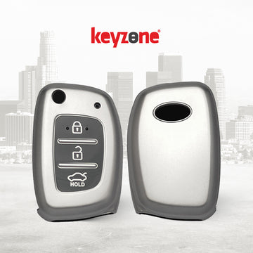 Keyzone® TPU Key Cover Compatible for: i20, Creta, Venue, Alcazar, Grand i10, Tucson, Aura, Xcent, Exter flip Key (GMTP10)