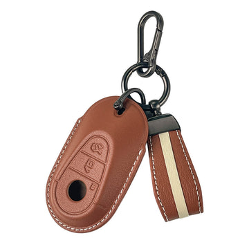 Keyzone royal leather key cover for Mercedes Benz S-Class G-Class E-Class 2022 Onwards 3 Button Smart Key (RL71)