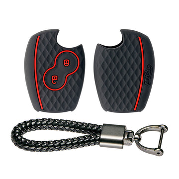 Keycare silicone key cover and keyring fit for : Terrano 2 button remote key (KC-20, Leather Thread Keychain)