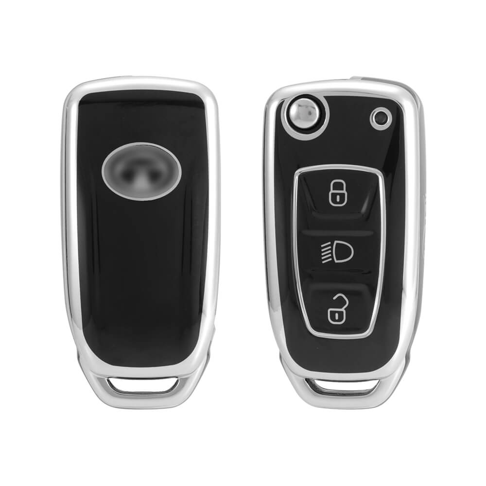 Keyzone Pack of 2 TPU Key Cover For Tata : Zest, Bolt, Tigor, Tiago, Zica, Safari Storme, Hexa, Nexon, Harrier Flip Key (KZTP29-Pack of 2) - Keyzone