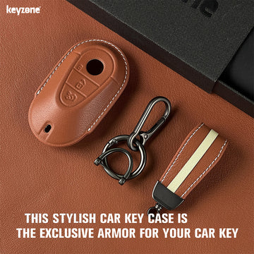 Keyzone royal leather key cover for Mercedes Benz S-Class G-Class E-Class 2022 Onwards 3 Button Smart Key (RL71)