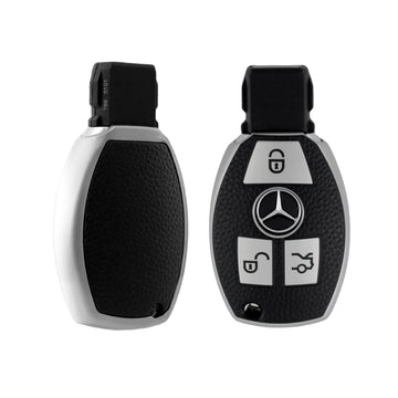 Keyzone leather TPU key cover for Mercedes Benz: C E M S CLS CLK GLK GLC G Class 3 button smart key (LTPU54_3b)