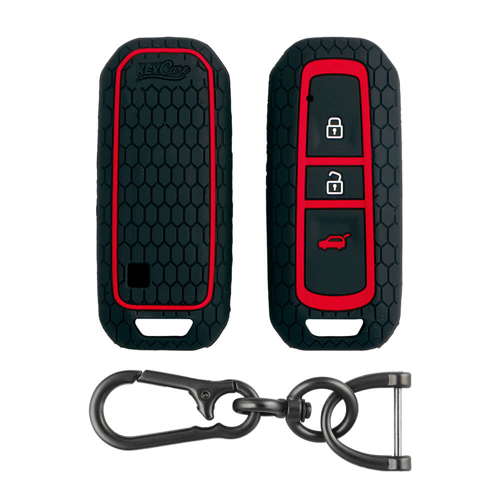 Keycare silicone key cover and keyring fit for : MG Hector 3 button smart key (KC-36, Zinc Alloy) - Keyzone