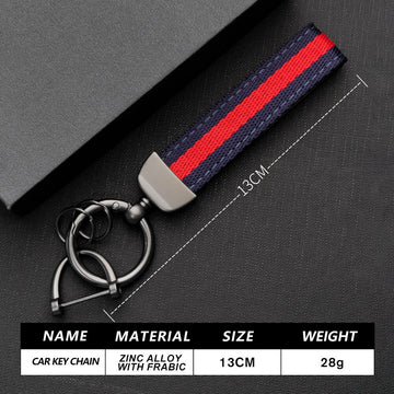 Keyzone unisex fabric striped keychain keyring keyholder for car keys (KR03, pack of 2)