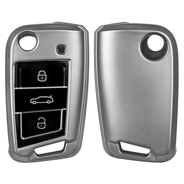 Keyzone TPU key cover for Virtus, Tiguan, Taigun, Jetta, Slavia, Kodiaq, Kushaq, Karoq, Octavia flip key (GMTP44)