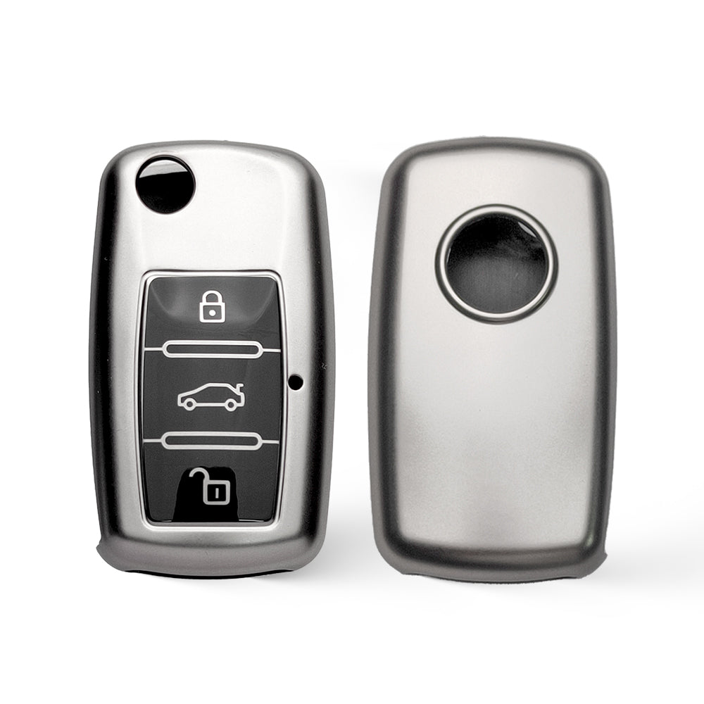 Keyzone TPU key cover fit for Skoda/ Volkswagen 3 button flip key (GMTP13)