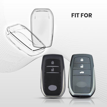 Keyzone clear TPU key cover compatible for: Invicto, Innova Crysta, Innova HyCross, Fortuner, Hilux, Fortuner Legender 2/3 button smart key (CLTP18)