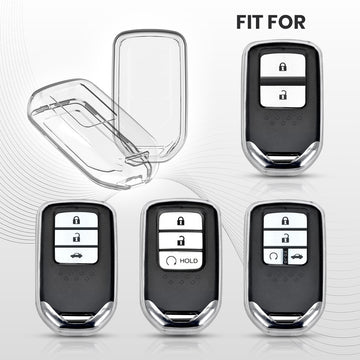 Keyzone clear TPU key cover fit for City, Elevate, Civic, Jazz, Brio, Amaze, CR-V, WR-V, BR-V, Mobilio, Accord 2b/3b/4b/5b Smart Key (CLTP24)