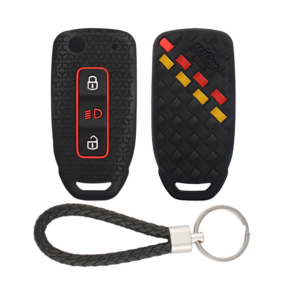 Keycare DE series silicone key cover fit for : Tata Zest, Bolt, Tigor, Tiago, Zica, Safari Storme, Hexa, Nexon, Harrier flip key (DE-29, KCMini Keychain) - Keyzone