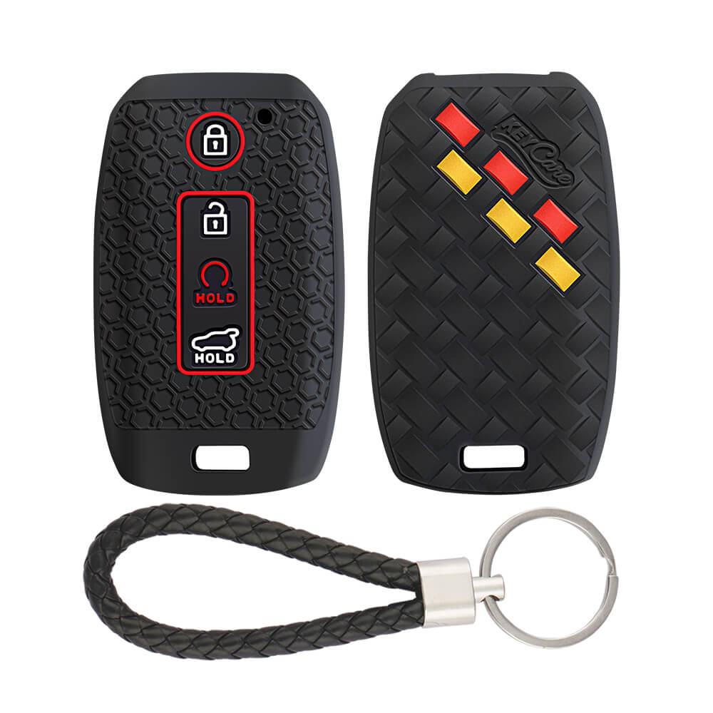 Keycare DE Series silicone key cover fit for : Sonet, Seltos 2020, Carens, Seltos X-line 4 button smart key (DE-61, KCMini Keychain) - Keyzone