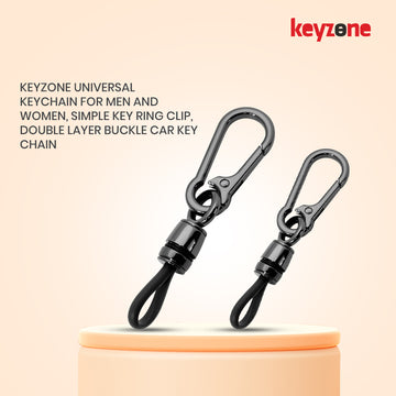 Keyzone pack of 2 Universal Keychain for Men and Women, Simple Key Ring Clip, Double layer buckle Car Key chain (Packof2)