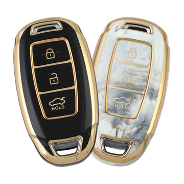 Keyzone pack of 2 TPU key cover for i20, Kona, Verna 3 button smart key (TP41-pack of 2)