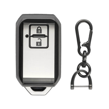Keyzone® TPU Key Cover & zinc alloy key holder for Jimny, Fronx, Baleno, Grand Vitara, Brezza, Swift, Ertiga, XL6, DZire, Ignis 2 Button Smart Key (GMTP05, zinc alloy)