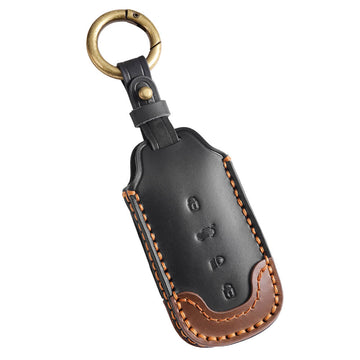 Keyzone dual leather key cover for Tata Curvv, Curvv EV smart key (KDL86)