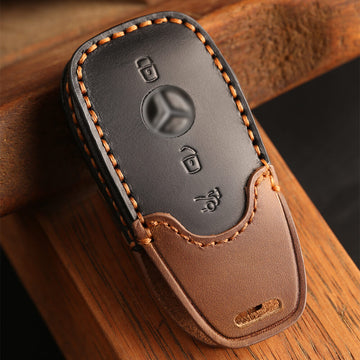 Keyzone dual leather key cover for E-Class S-Class A-Class C-Class G-Class 2020 Onwards 4 button smart key (KDL70)