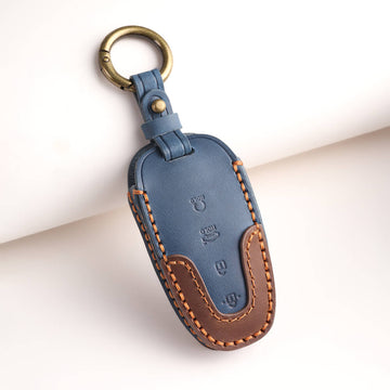 Keyzone dual leather key cover fit for Tucson 4 button smart key (KDL75)