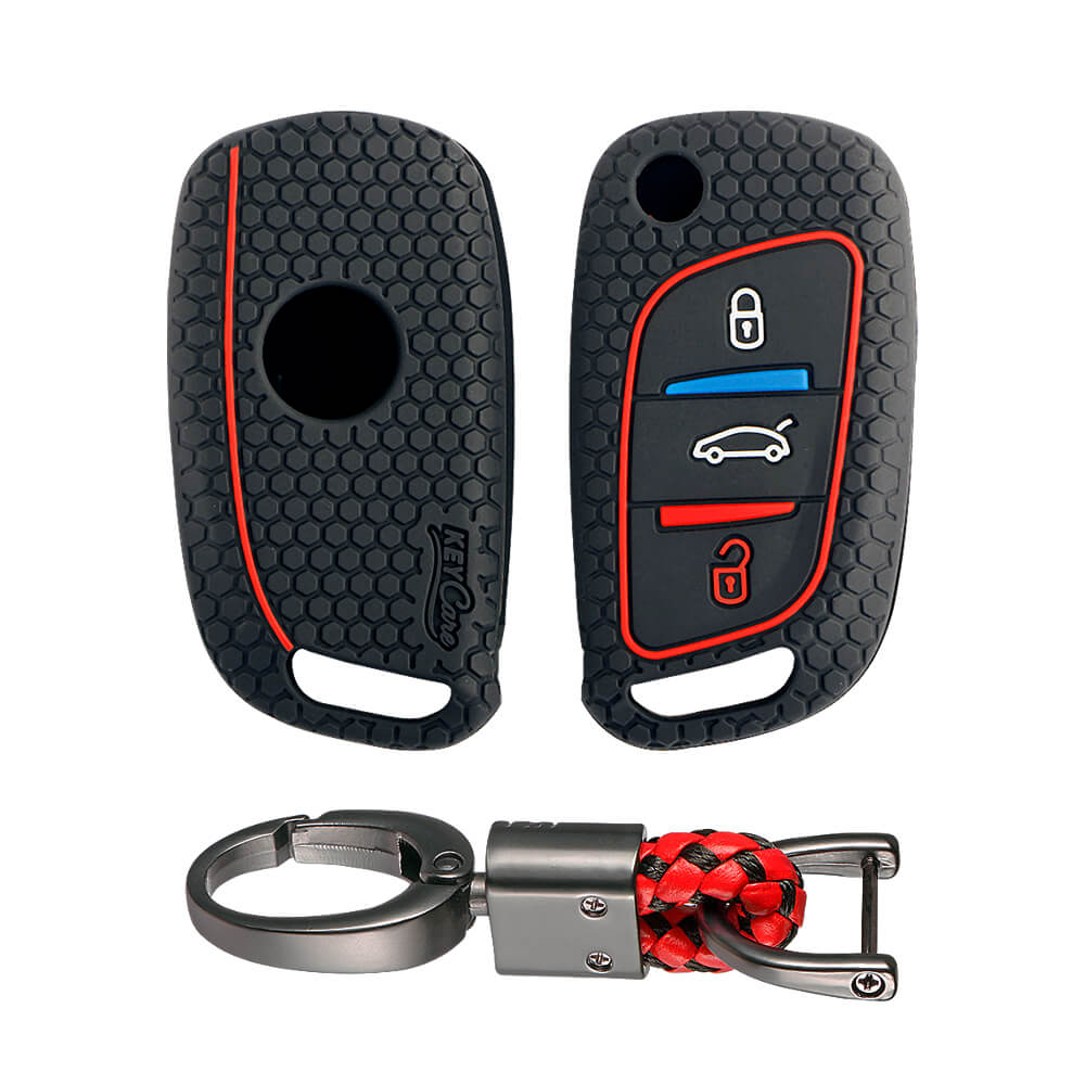 Keycare silicone key cover and keyring fit for : Kd B11 Universal remote flip key (KC-01, Alloy Keychain) - Keyzone