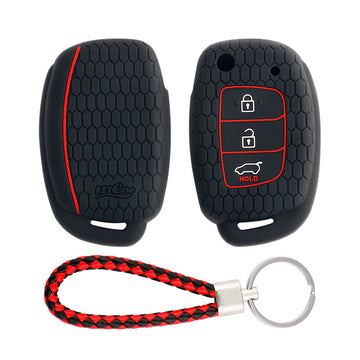 Keycare silicone key cover and keyring fit for : Creta, I20 2020, I20 Elite, I20 Active, Grand I10, Aura, Xcent 19 Onwards, Venue flip key (KC-10, KCMini Keyring)