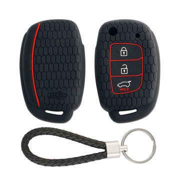 Keycare silicone key cover and keyring fit for : Creta, I20 2020, I20 Elite, I20 Active, Grand I10, Aura, Xcent 19 Onwards, Venue flip key (KC-10, KCMini Keyring)