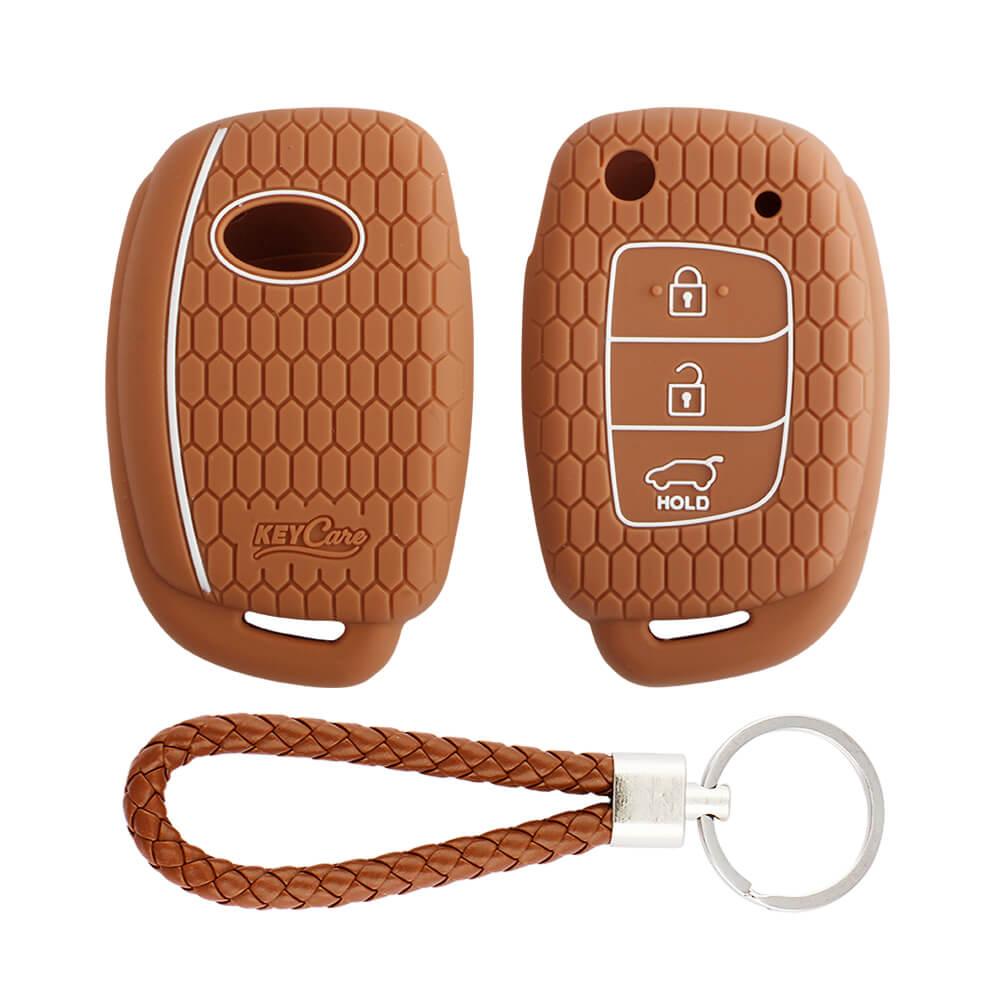 Keycare silicone key cover and keyring fit for : Creta, I20 2020, I20 Elite, I20 Active, Grand I10, Aura, Xcent 19 Onwards, Venue flip key (KC-10, KCMini Keyring) - Keyzone