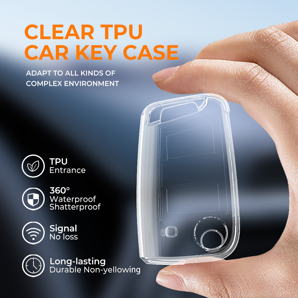 Keyzone clear TPU key cover fit for: Karoq, Octavia, Superb, Kodiaq, Slavia 3 button flip key (CLTP44) - Keyzone