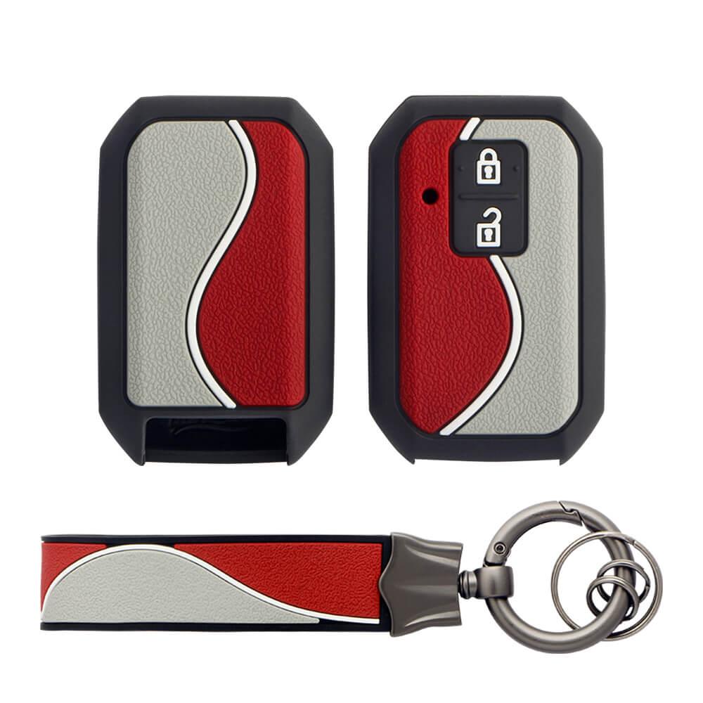 Keycare Duo style key cover and keychain fit for : Baleno, Jimny, Fronx, Grand Vitara, Swift, Ertiga, Ignis, XL6, New Brezza 2022, Dzire 2b smart key (KC-D 04, Duo keychain) - Keyzone