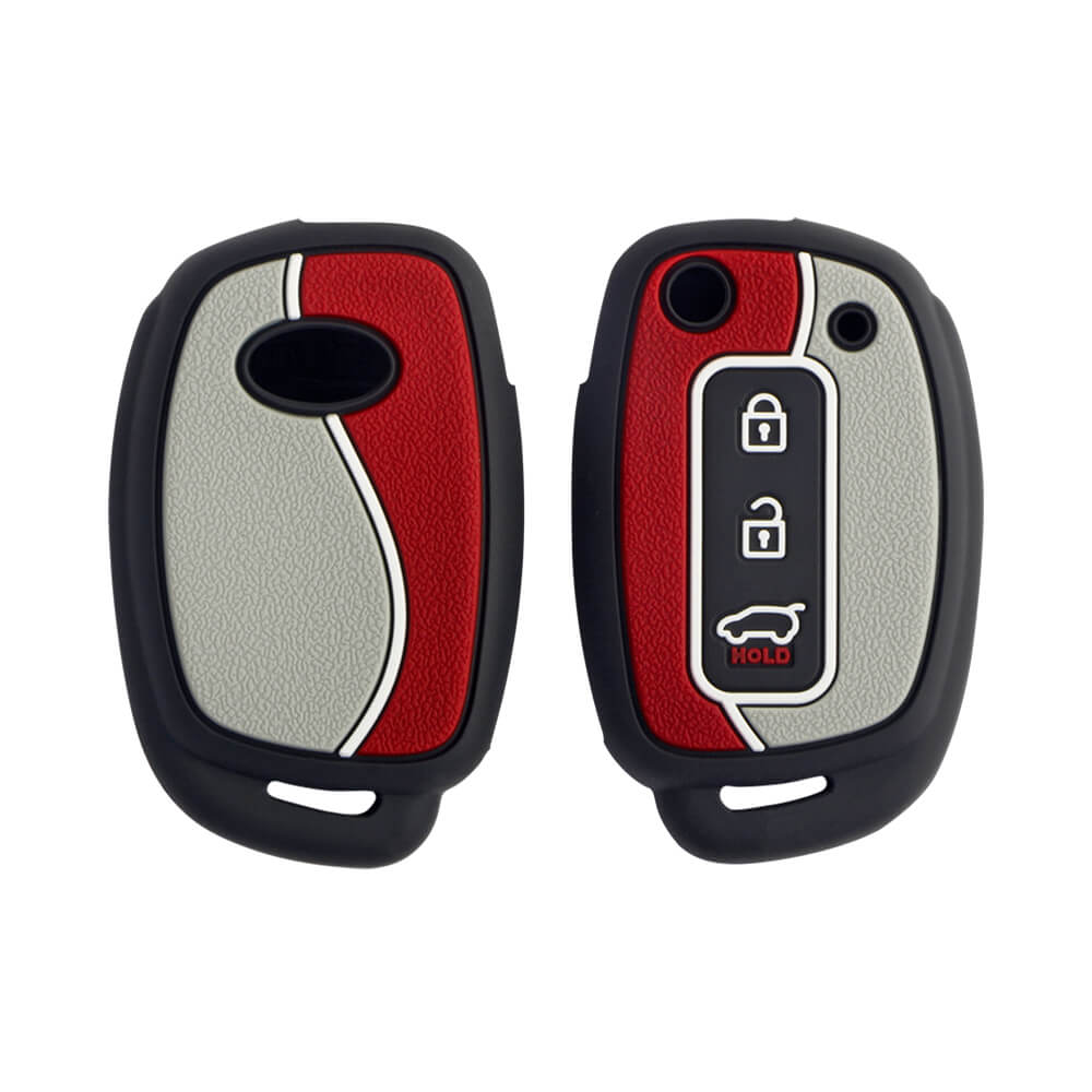 Keycare Duo style key cover fit for : Creta, I20 2020, I20 Elite, I20 Active, Grand I10, Aura, Xcent 19 Onwards, Venue flip key (KC-D 05) - Keyzone