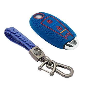 Keycare silicone key cover and keyring fit for : Urban Cruiser smart key (KC-04, Leather Woven Keychain)