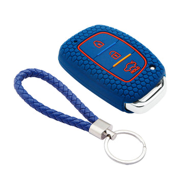 Keycare silicone key cover and keyring fit for : Exter, Creta, Elite I20, Active I20, Aura, Verna 4s, Xcent, Tucson, Elantra 3 button smart key (KC-07, KCMini Keyring)