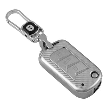 Keyzone silverstar TPU key cover & keychain for Thar, Thar Roxx, Scorpio, Bolero, XUV700, XUV400, XUV3XO, XUV300, TUV300, Marazzo flip key (SS09)