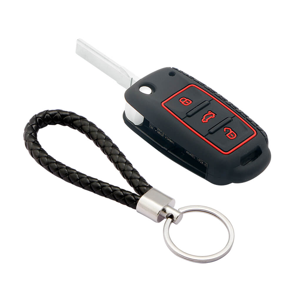 Keycare silicone key cover and keyring fit for : Polo, Vento, Jetta, Ameo 3b flip key (KC-13, KCMini Keyring) - Keyzone