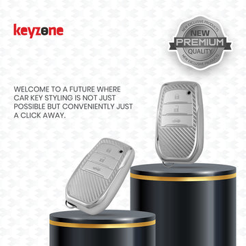 Keyzone silverstar TPU key cover & keychain for Fortuner, Legender, Land Cruiser, Suzuki Invicto smart key  (SS18_3b)