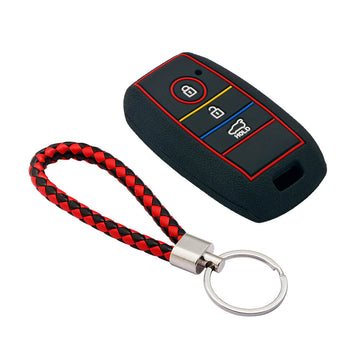 Keycare silicone key cover and keyring fit for : Kia Seltos 3 button smart key (KC-31, KCMini keyring)