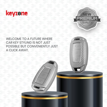 Keyzone silverstar TPU key cover & keychain for Hyundai i20, Verna, Kona 3 Button Smart Key (SS41)