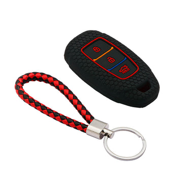 Keycare silicone key cover and keyring fit for : i20, Kona, Verna 2018 Onwards 3 button smart key (KC-41, KCMini Keyring)