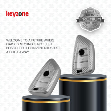 Keyzone silverstar TPU key cover & keychain for X1, X3, X6, X5, 5 Series, 6 Series, 7 Series 4 Button Smart key(SS52)